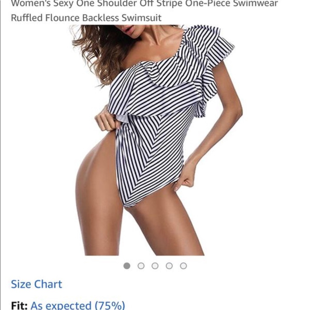 One piece one shoulder off striped swimsuit